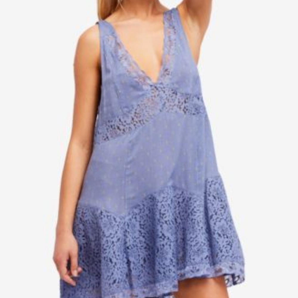 Free People "Any Party" Lace Trim Slip Dress